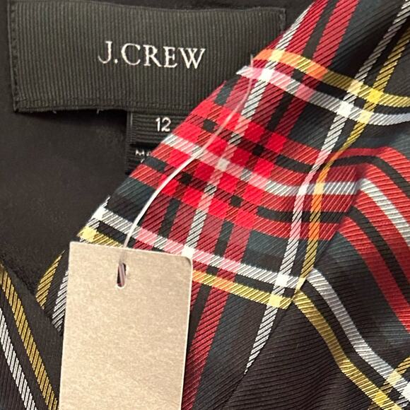 J. Crew NWT Spaghetti Strap Stewart Silk Plaid A-Line Midi Dress Size 12 - Picture 4 of 9